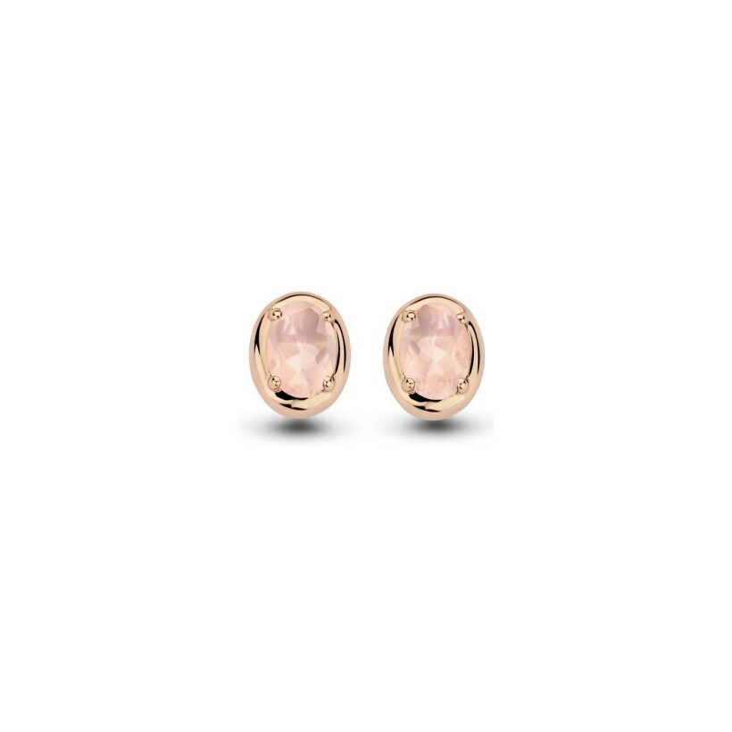 Boucles d'oreilles One More Etna en or rose et quartz roses