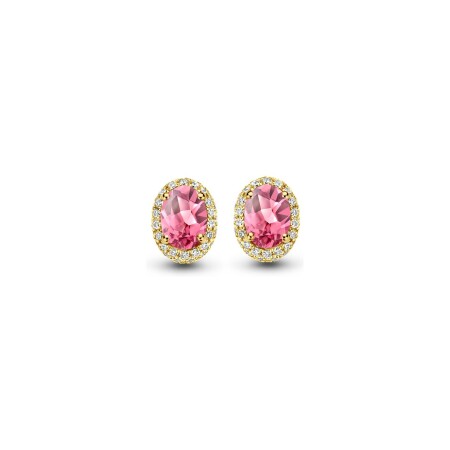 Boucles d'oreilles One More Etna en or jaune, diamants et tourmalines