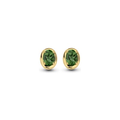 Boucles d'oreilles One More Etna en or jaune et tourmalines vertes