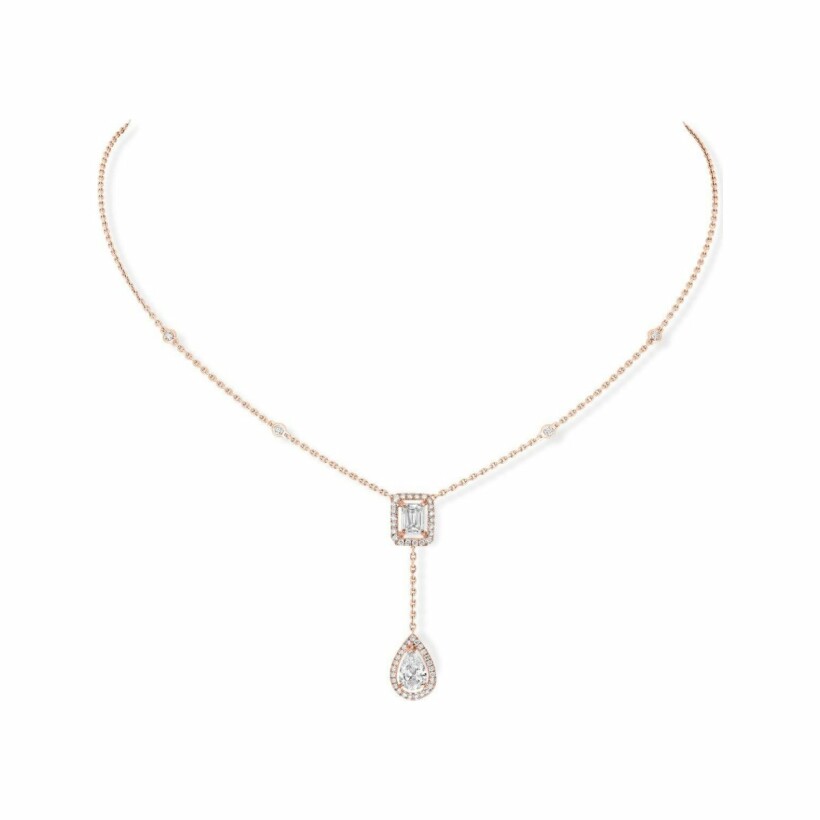 Collier cravate Messika My Twin en or rose et diamants