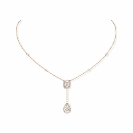 Collier cravate Messika My Twin en or rose et diamants