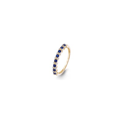 Bague en or jaune, diamant et saphir