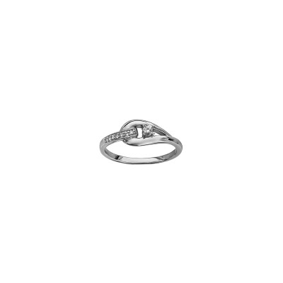 Bague entrelacée en argent rhodié et oxydes de zirconium, taille 56