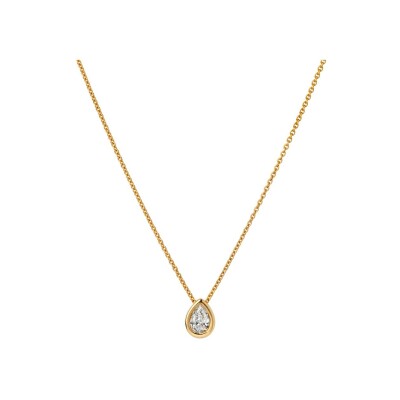 Collier ajustable en or jaune de 42 cm avec diamant poire 0,22 ct HSI serti clos sur chaîne