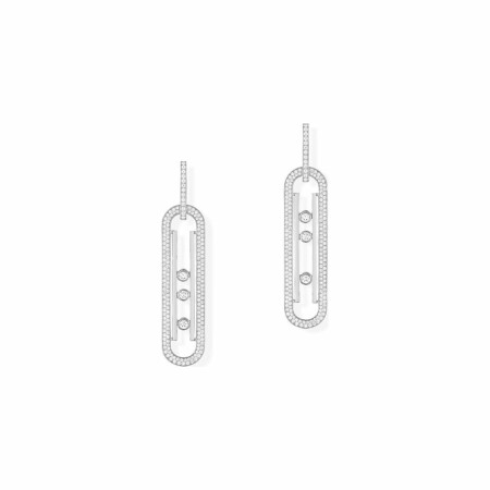 Boucles d'oreilles pendantes Messika XL pavé en or blanc et diamants