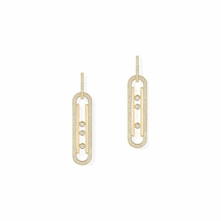 Boucles d'oreilles pendantes Messika XL pavé en or jaune et diamants