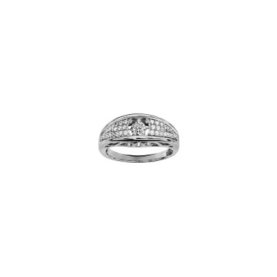 Bague dancing stone en argent rhodié et oxydes de zirconium, taille 54
