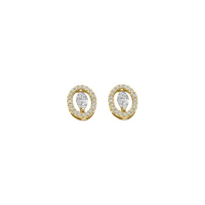 Boucles d'oreilles en or jaune et diamants