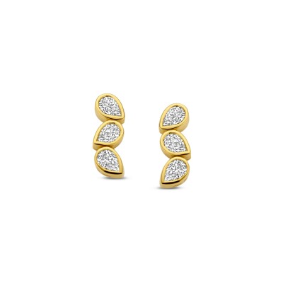 Boucles d'oreilles en or jaune et diamants