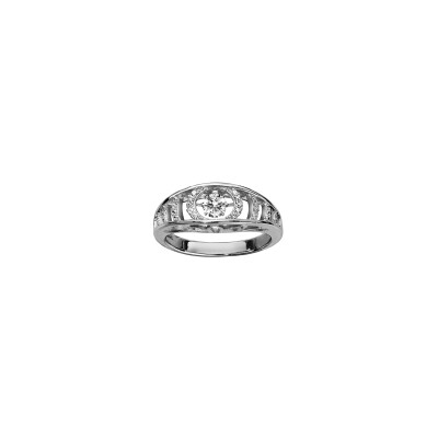 Bague dancing stone en argent rhodié et oxydes de zirconium, taille 56