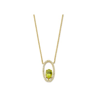 Collier en or jaune, diamants et péridot