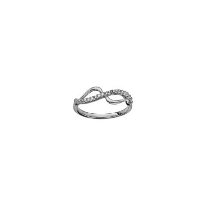 Bague volute en argent rhodié et oxydes de zirconium, taille 54