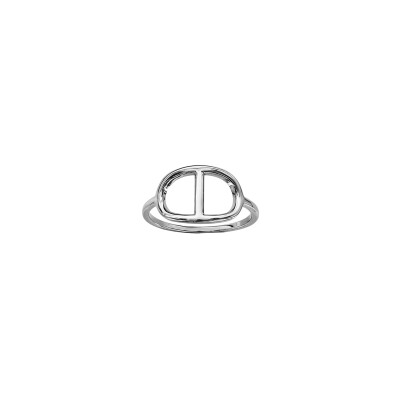 Bague maille marine lisse en argent rhodié, taille 60