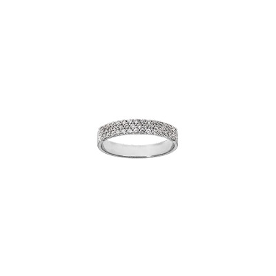 Bague 3 rangées en argent rhodié et oxydes de zirconium