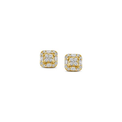 Boucles d'oreilles en or jaune et diamant