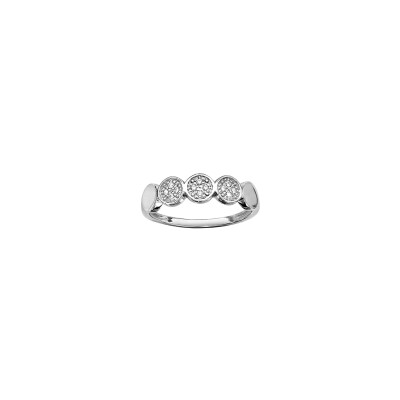 Bague en argent rhodié et oxydes de zirconium