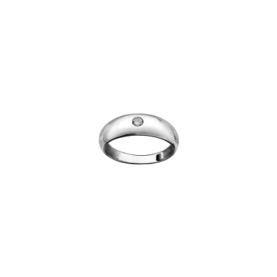 Bague jonc anglais en argent rhodié et oxyde de zirconium