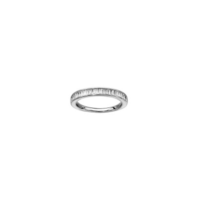 Bague en argent rhodié et oxyde de zirconium