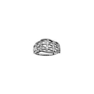 Bague en argent rhodié et oxydes de zirconium