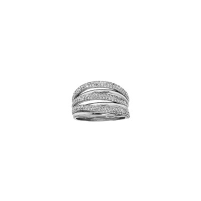Bague en argent rhodié et oxydes de zirconium