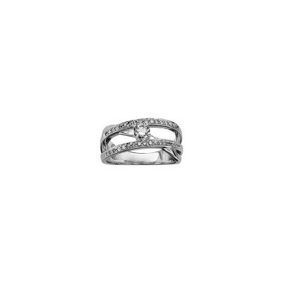 Bague en argent rhodié et oxydes de zirconium, taille 60