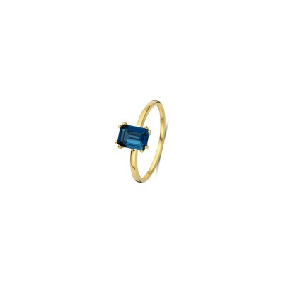 Bague en or jaune et topaze bleu London