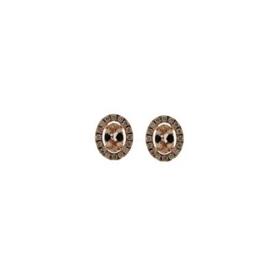 Boucles d'oreille entourage en or rose et diamant