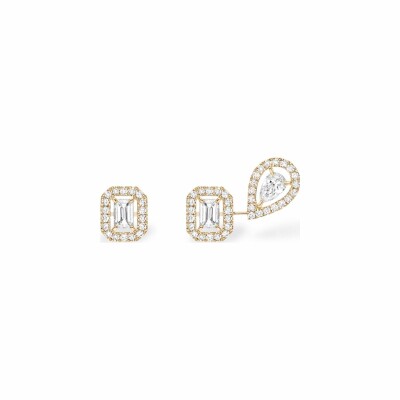 Boucles d'oreilles Messika 1+2 en or jaune et diamants