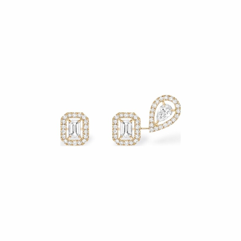 Messika 1+2 earrings, yellow gold, diamonds