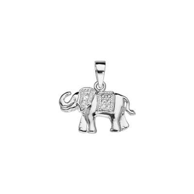 Pendentif Eléphant en argent rhodié et oxydes de zirconium