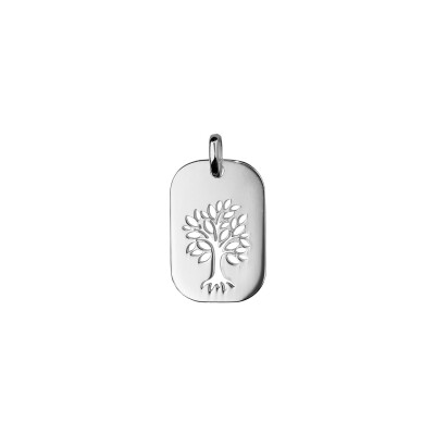 Pendentif rectangulaire Arbre De Vie ajouré en argent rhodié