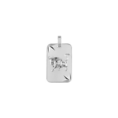 Pendentif zodiaque Taureau diamanté étoile en argent rhodié