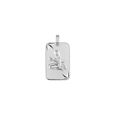 Pendentif zodiaque Vierge diamanté étoile en argent rhodié