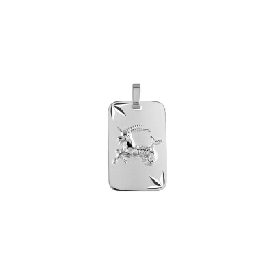 Pendentif zodiaque Capricorne diamanté étoile en argent rhodié