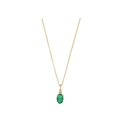 Collier en or jaune, emeraude et diamants