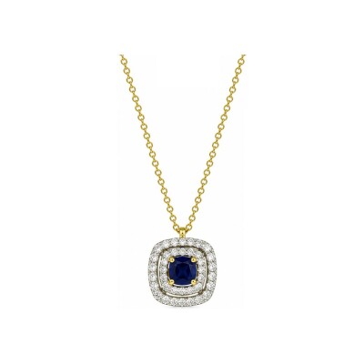 Collier en or jaune, or blanc, diamant et saphir
