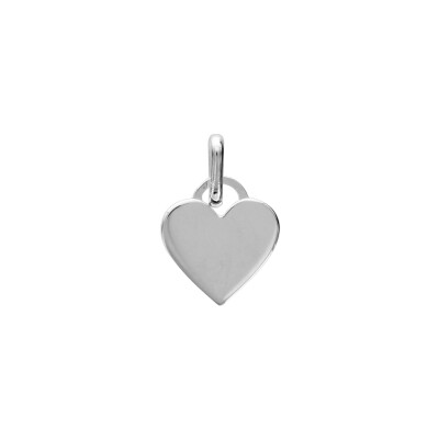 Pendentif coeur plat en argent rhodié