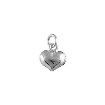 Pendentif petit coeur bombé en argent rhodié