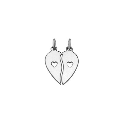 Pendentif coeur à partager Amitié en argent rhodié