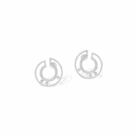 Messika Move Romane creole pave S earrings, white gold, diamonds