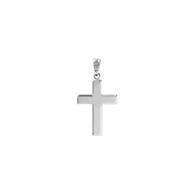 Pendentif grosse croix 32mm lisse en argent rhodié