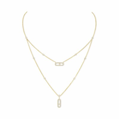 Messika Move Uno 2-row necklace, yellow gold, diamonds