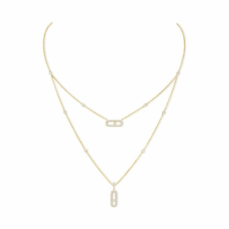 Messika Move Uno 2-row necklace, yellow gold, diamonds