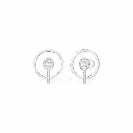 Boucles d'oreilles Messika Graphic XS en or blanc et diamants