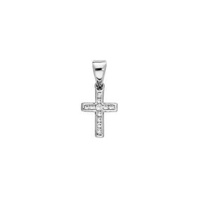 Pendentif croix petit modèle en argent rhodié et oxydes de zirconium