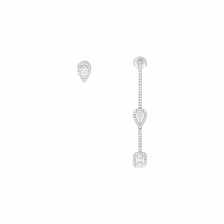 Messika My Twin Hameçon Pavé earring and stud earring, white gold, diamonds