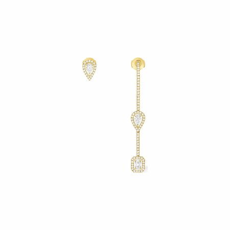 Boucles d'oreilles pendantes Messika pavée et puces en or jaune et diamants