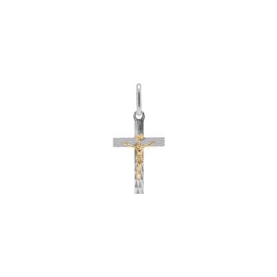 Pendentif Jésus sur croix diamanté en argent rhodié