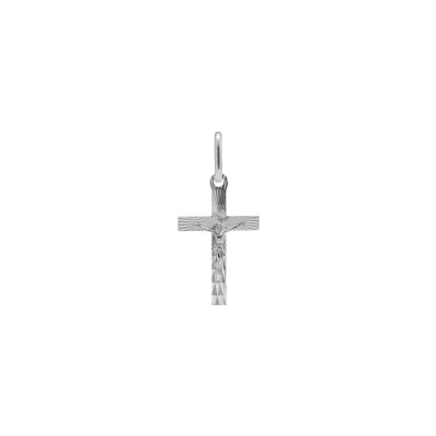 Pendentif Jésus sur croix diamanté en argent rhodié