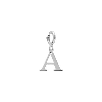 Charm initiale A en argent rhodié